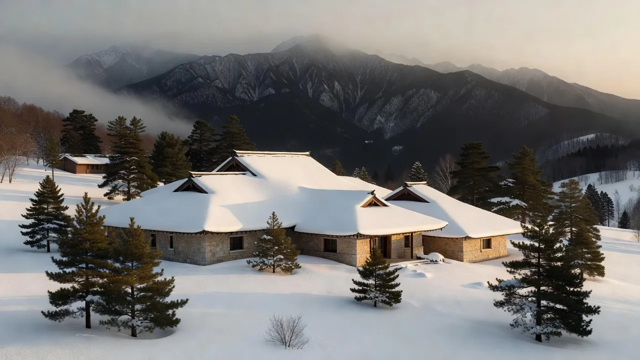 雪と屋根線